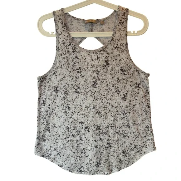 Athleta Essence Printed Tank Top Grey White Speckled Open Back Cutout Small - Picture 2 of 9